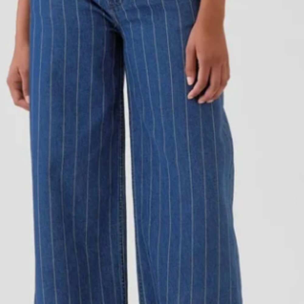 GAP Blue and White Wide Leg Pinstripe Jeans